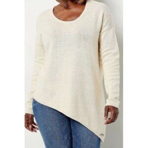 Peace Love World Free People Sweater XXS Oversized Cream Asymmetrical Hem Comfy